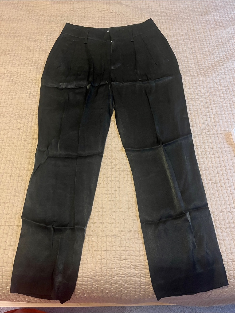 Gap Shiny Satinish Black Tailored Menswear For Women Trouser Dress Pants